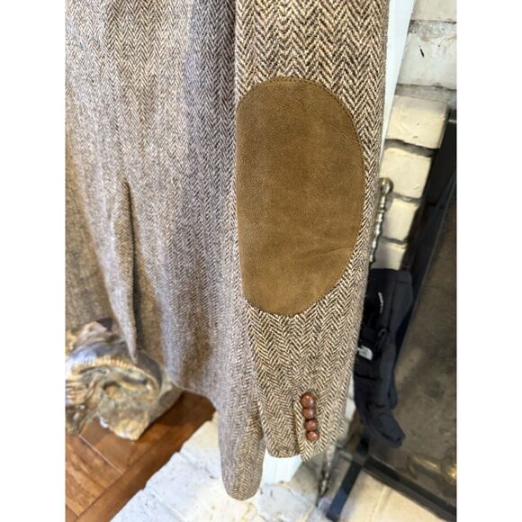 Vintage POLO Ralph Lauren Men’s Tweed Wool Jacket Suede Patch Throat Latch 42 44 - Picture 2 of 16